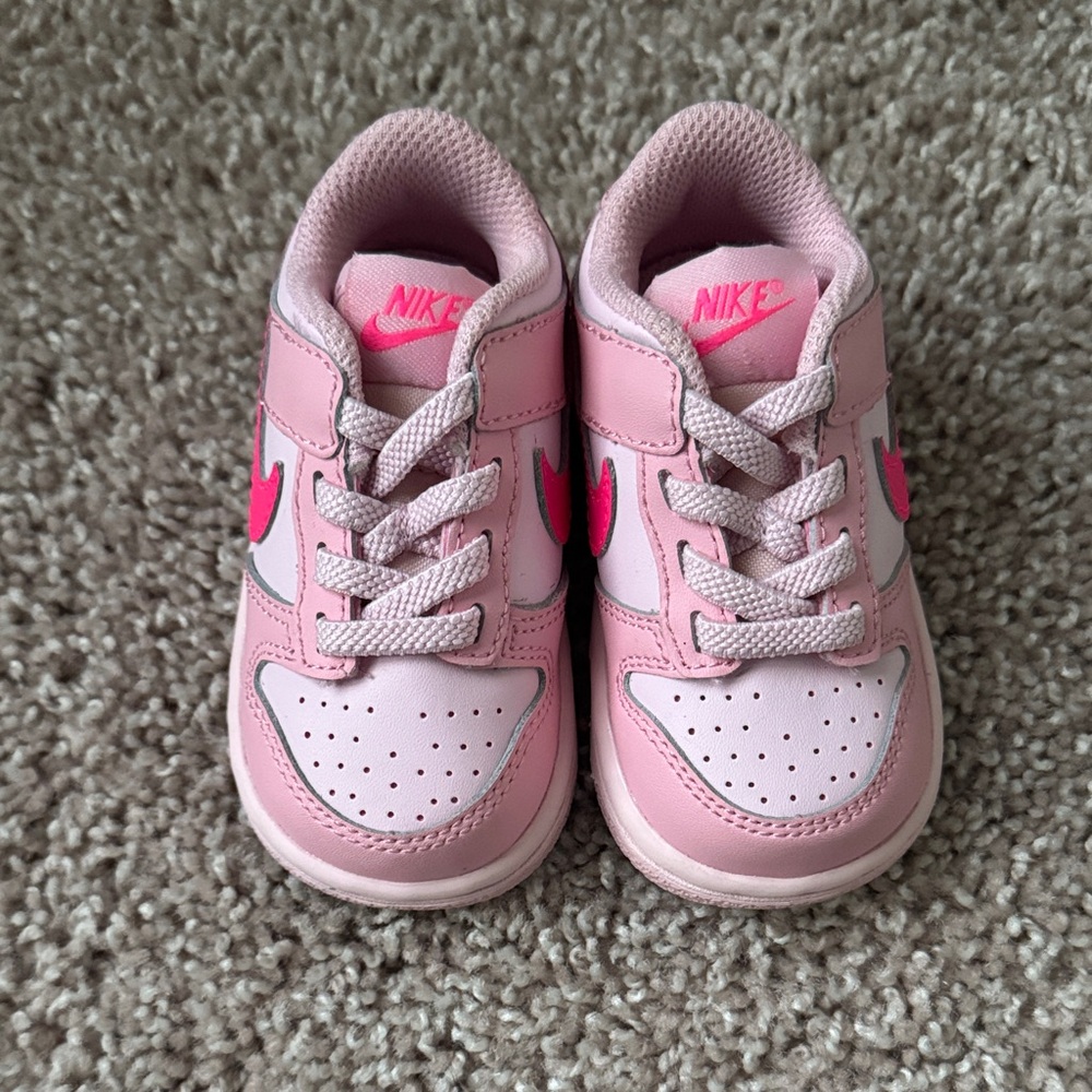 Nike Pink Kids' Low-Top Sneakers with Hot Pink Swoosh